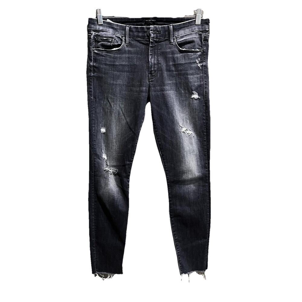 MOTHER Women’s Distressed Skinny Jeans - Distressed Black